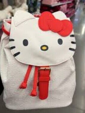 Hello Kitty Cute Embossed Drawstring Mini Backpack Kawaii Slouch Bag